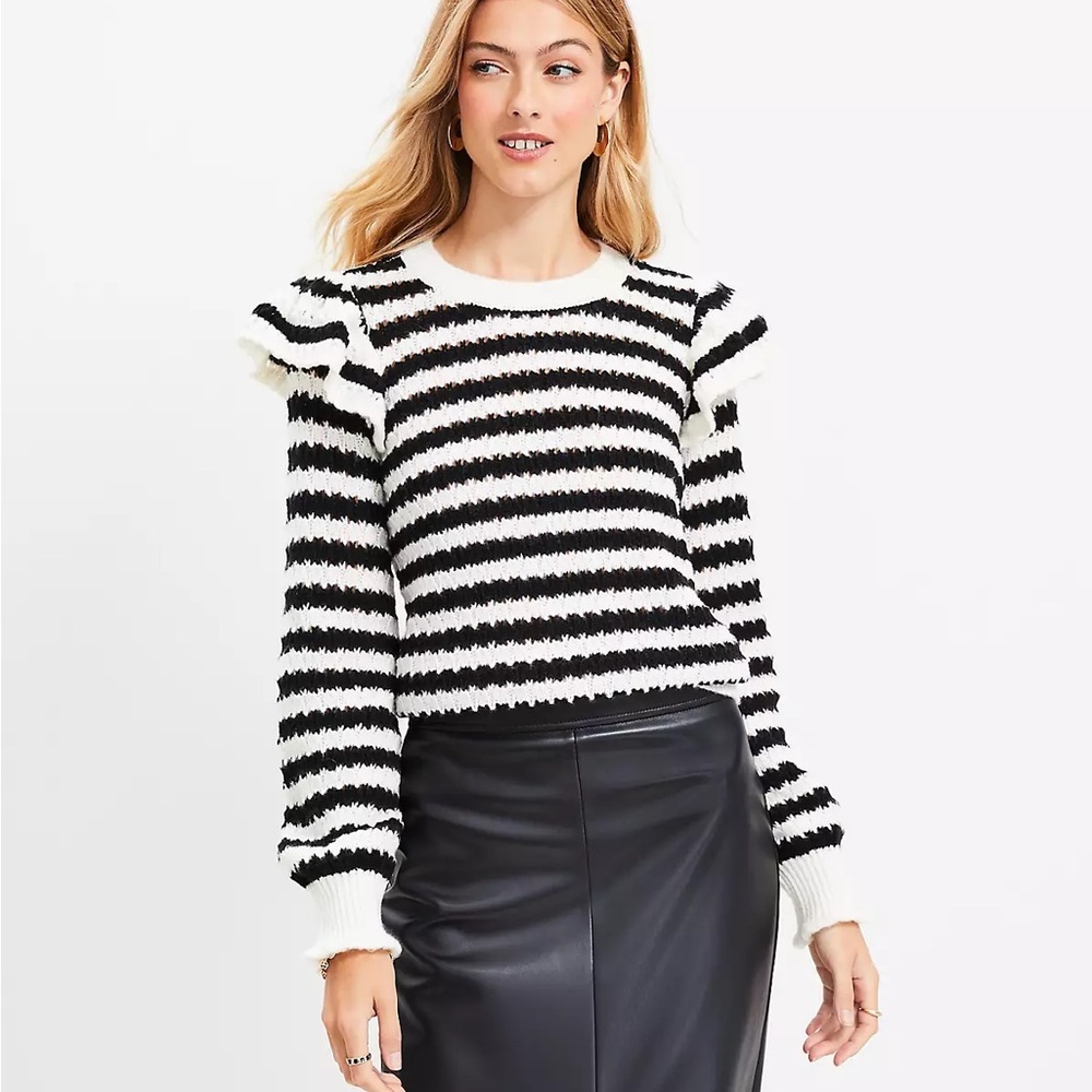 LOFT Black and White Striped Sweater